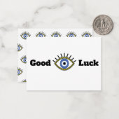 Viel Glück Graue Blauer Augentalisman Mitteilungskarte (Vorderseite/Rückseite Beispiel)