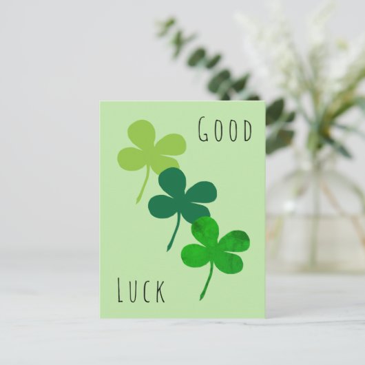 Viel Glück Green Kleeblatt Closing Postkarte (Stehend Vorderseite)