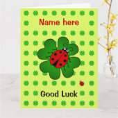Viel Glück großer individuelle Name-Ladybug-Klee Karte (Gelbe Blume)
