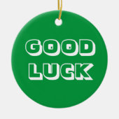 Viel Glück, grün weiß Keramik Ornament (Vorne)
