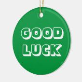 Viel Glück, grün weiß Keramik Ornament (Links)