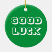 Viel Glück, grün weiß Keramik Ornament (Hinten)