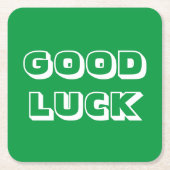 Viel Glück-grün-weiß-modernes typografisches Party Rechteckiger Pappuntersetzer (Vorderseite)