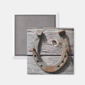 Viel Glück Horseshoe auf Holzzaun Magnet (Vorderseite/Rückseite)