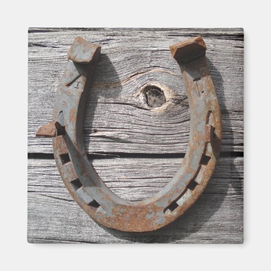 Viel Glück Horseshoe auf Holzzaun Magnet (Vorne)