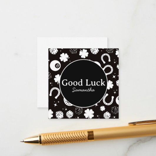 Viel Glück Horseshoe Kleeblatt Begleitkarte (Vorderseite/Rückseite Beispiel)