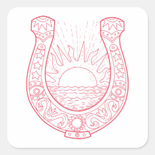 Viel Glück Hufeisen Quadratischer Aufkleber