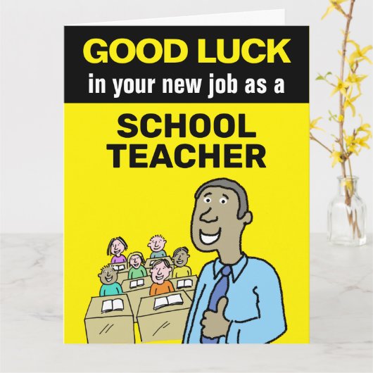 Viel Glück in Ihrem neuen Job als Schwarzer Schull Karte (Gelbe Blume)