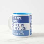 Viel Glück in Ihrem neuen Job - Verlassend Präsenz Zweifarbige Tasse (Vorderseite Links)