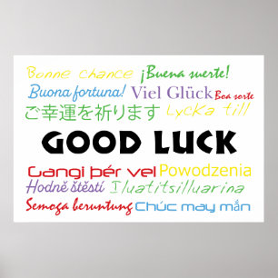 Viel Glück in vielen Sprachen Bunt Poster