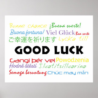 Viel Glück in vielen Sprachen farbenfroh Poster