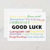 Viel Glück in vielen Sprachen farbenfroh Postkarte (Vorne/Hinten)