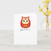 Viel Glück Kawaii Style Daruma Card Karte (Gelbe Blume)