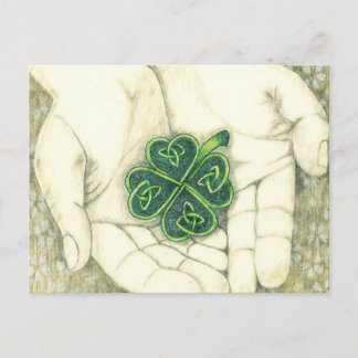 Viel Glück!, keltischer Knoten, Kleeblatt, Postkarte