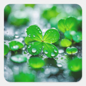 Viel Glück-Klee mit vier Ledern Quadratischer Aufkleber (Vorderseite)