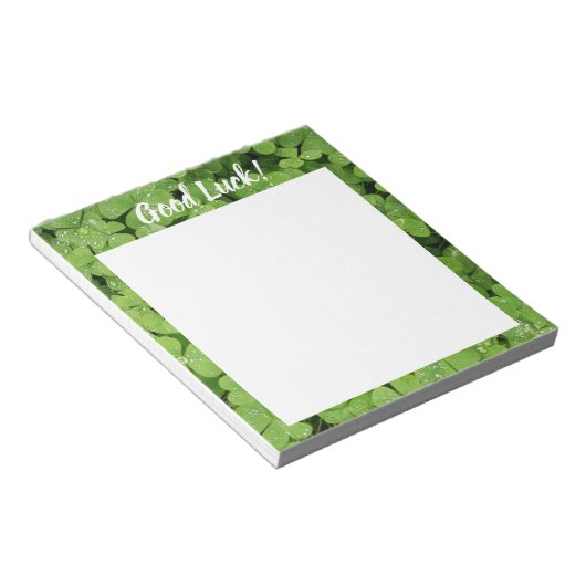 Viel Glück Kleeblatt grüne Natur Notizblock. Notizblock (angewinkelt)