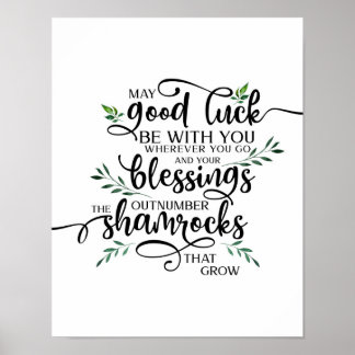 Viel Glück Kleeblatt Irish Blessing Art Poster
