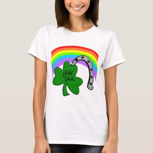 Viel Glück Kleeblatt, Regenbogen und T - Shirt (Vorderseite)