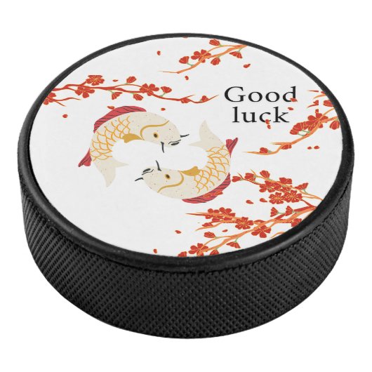 Viel Glück Koi Fisch mit Sakura | Elegant Japanisc Eishockey Puck (3/4)