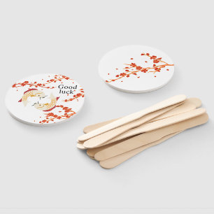 Viel Glück Koi Fisch mit Sakura   Elegant Japanisc Fächer
