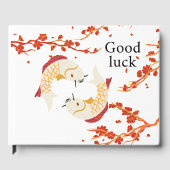 Viel Glück Koi Fisch mit Sakura | Elegant Japanisc Gästebuch (Vorderseite)