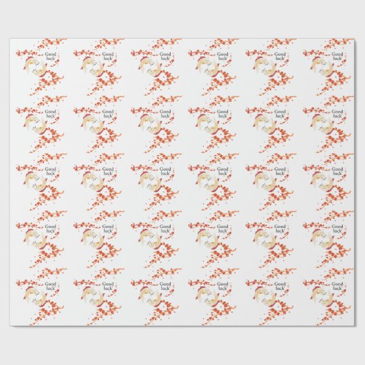 Viel Glück Koi Fisch mit Sakura | Elegant Japanisc Geschenkpapier (Flach)