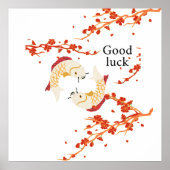 Viel Glück Koi Fisch mit Sakura | Elegant Japanisc Poster (Vorne)