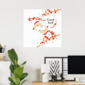 Viel Glück Koi Fisch mit Sakura | Elegant Japanisc Poster (Heimbüro)