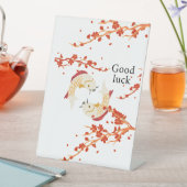 Viel Glück Koi Fisch mit Sakura | Elegant Japanisc Sockelschild (In Situ)