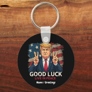 Viel Glück, Lebe in Frieden Lustiger Patriotischer Schlüsselanhänger