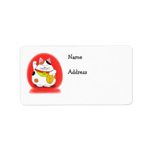Viel Glück Maneki Neko Adressaufkleber