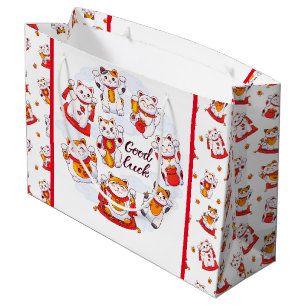 Viel Glück Maneki Neko Cat Geschenktasche Große Geschenktüte