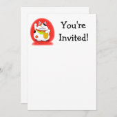 Viel Glück Maneki Neko Einladung (Vorne/Hinten)