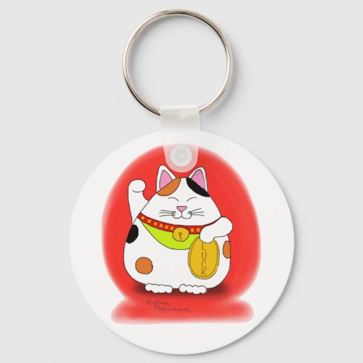 Viel Glück Maneki Neko Schlüsselanhänger (Vorderseite)