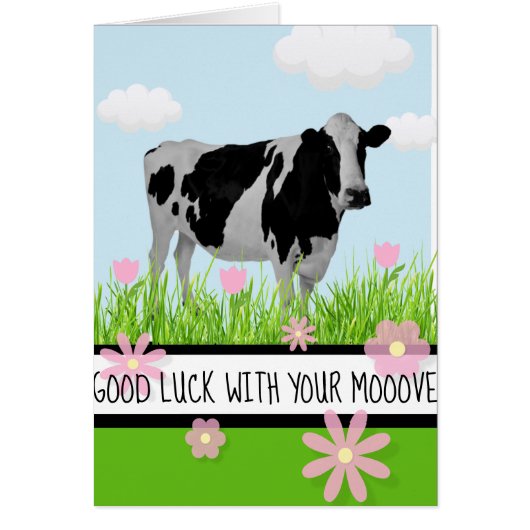 Viel Glück mit der Mooove Cow Mow House Card (Vorne)