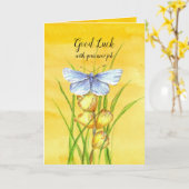 Viel Glück mit Ihrem neuen Job Blue Butterfly Karte (Gelbe Blume)