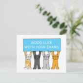 viel Glück mit Ihren Exams Cartoon Katzen Postkarte (Stehend Vorderseite)