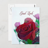 Viel Glück mit klassischer rote Rose Postkarte (Vorne/Hinten)