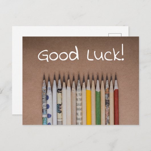 Viel Glück mit Stiften für die Vor-Schule- oder Pr Postkarte (Vorne/Hinten)