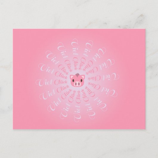 Viel Glück mit süßem Schweinchen Postkarte (Vorderseite)