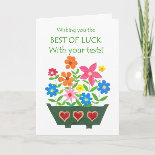 Viel Gluck Mit Test Karte Blumen Power Karte Zazzle De