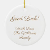 Viel Glück oder Ihr Text, Vierblättriges Kleeblatt Keramik Ornament (Hinten)