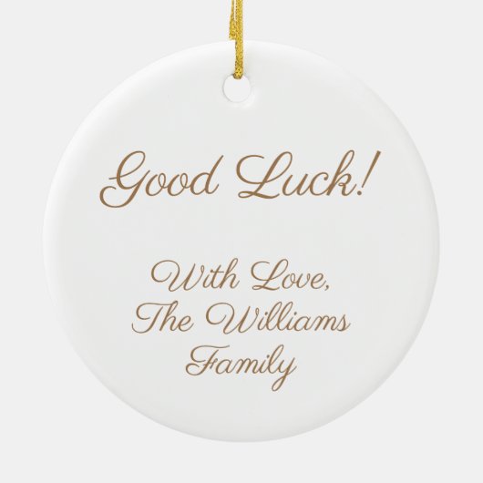 Viel Glück oder Ihr Text, Vierblättriges Kleeblatt Keramik Ornament (Hinten)