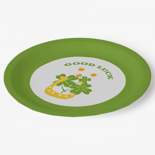Viel Glück Pappteller (Schrägansicht)