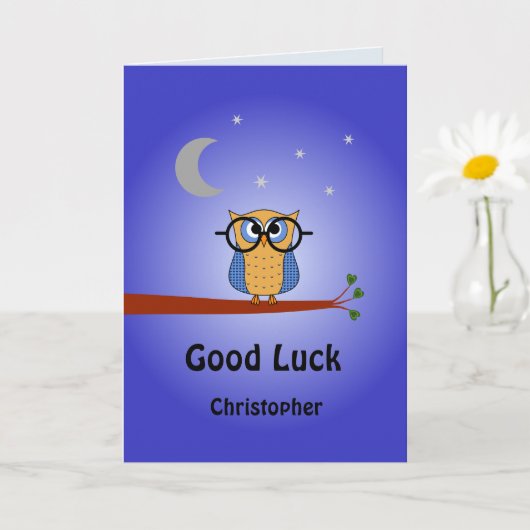 Viel Glück personalisierte clevere Nachtkeule Karte (Kleine Pflanze)