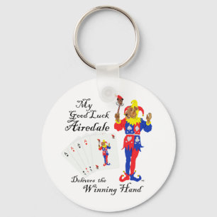 Viel Glück Poker Airedale Terrier Schlüsselanhänger