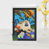 VIEL GLÜCK POND Chow-Papierschnitt Karte (Gelbe Blume)