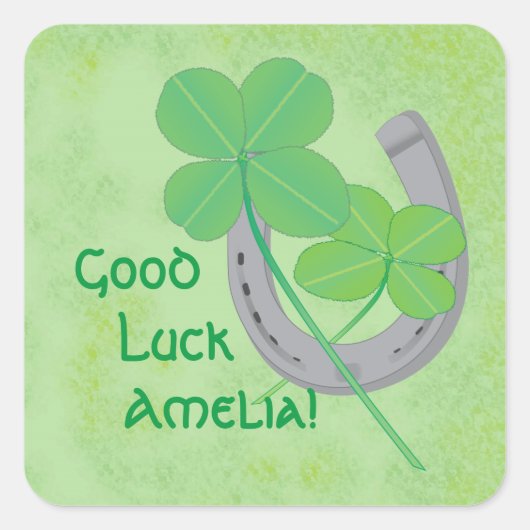 Viel Glück Quadratischer Aufkleber (Vorderseite)