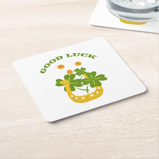 Viel Glück Rechteckiger Pappuntersetzer (angewinkelt)