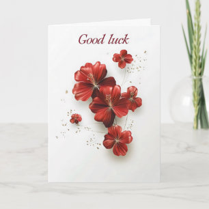 Viel Glück rote Blumen Feiertagskarte